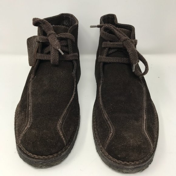 Clarks Brown Nubuck Leather Lace Up Desert Chukka Boots - Picture 2 of 7